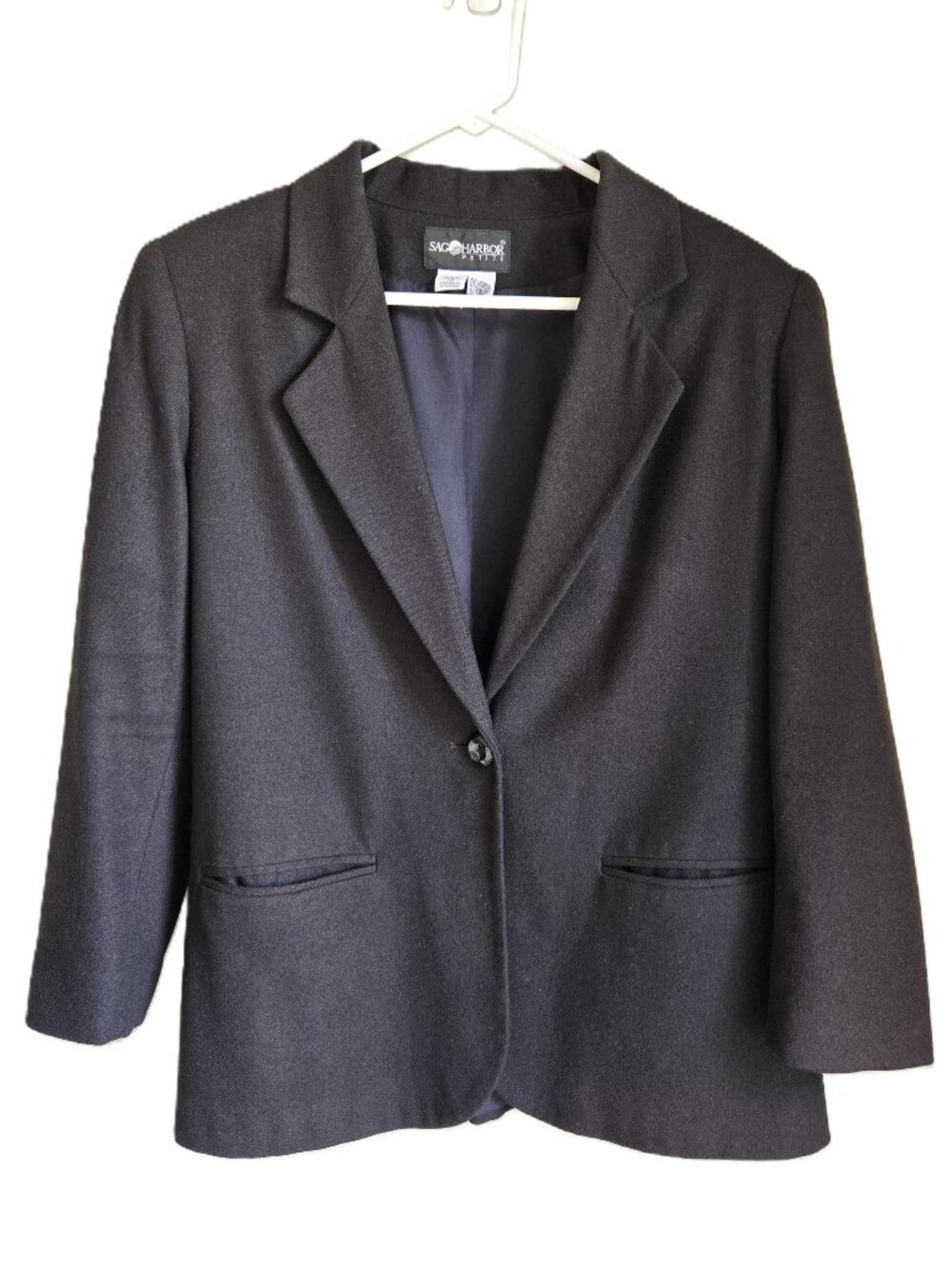 SAG HARBOR 100% Wool Blazer Quiet Luxury Fully Lined Black Women's 10 Oversized